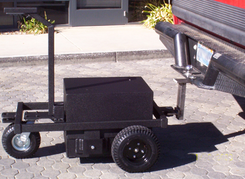 The Cart mule moves the truck effortlessly into the garage to have repairs. 